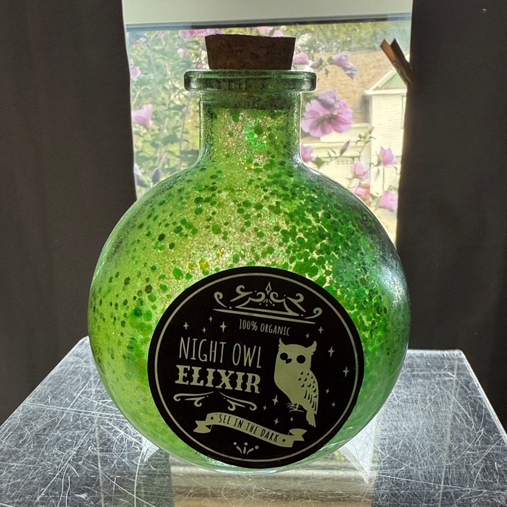 Night Owl Elixir Green Decorative Bottle